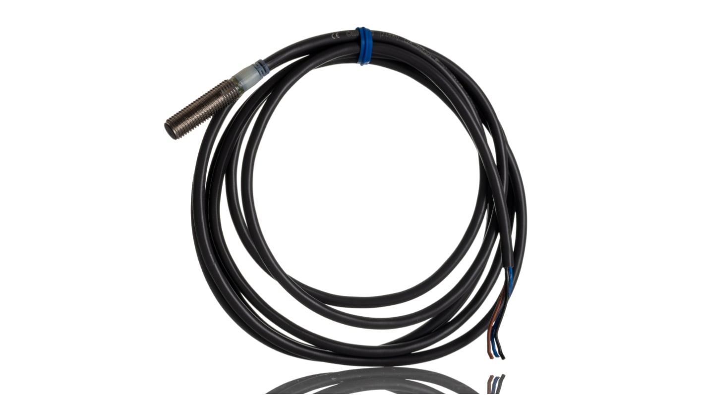 Omron Inductive Barrel-Style Proximity Sensor, M8 x 1, 2 mm Detection, NPN Output, 12 → 24 V dc, IP67