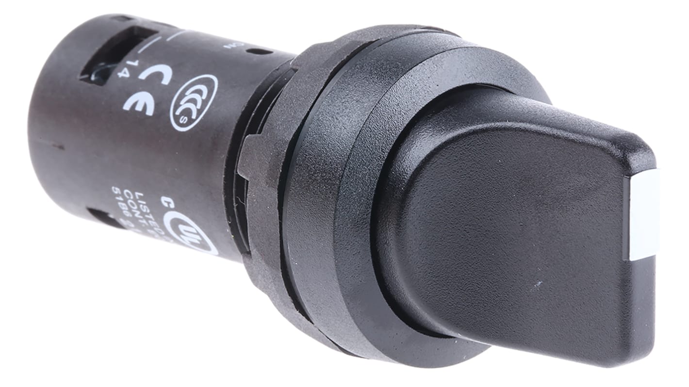 ABB Short Handle Black Selector Switch - 22mm Cutout Diameter 2 Positions