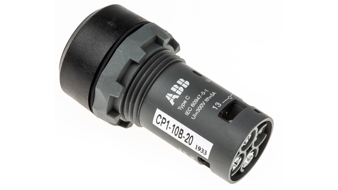 ABB Compact Series Push Button, Momentary, Panel Mount, 22mm Cutout, DPST, 300V, IP69K