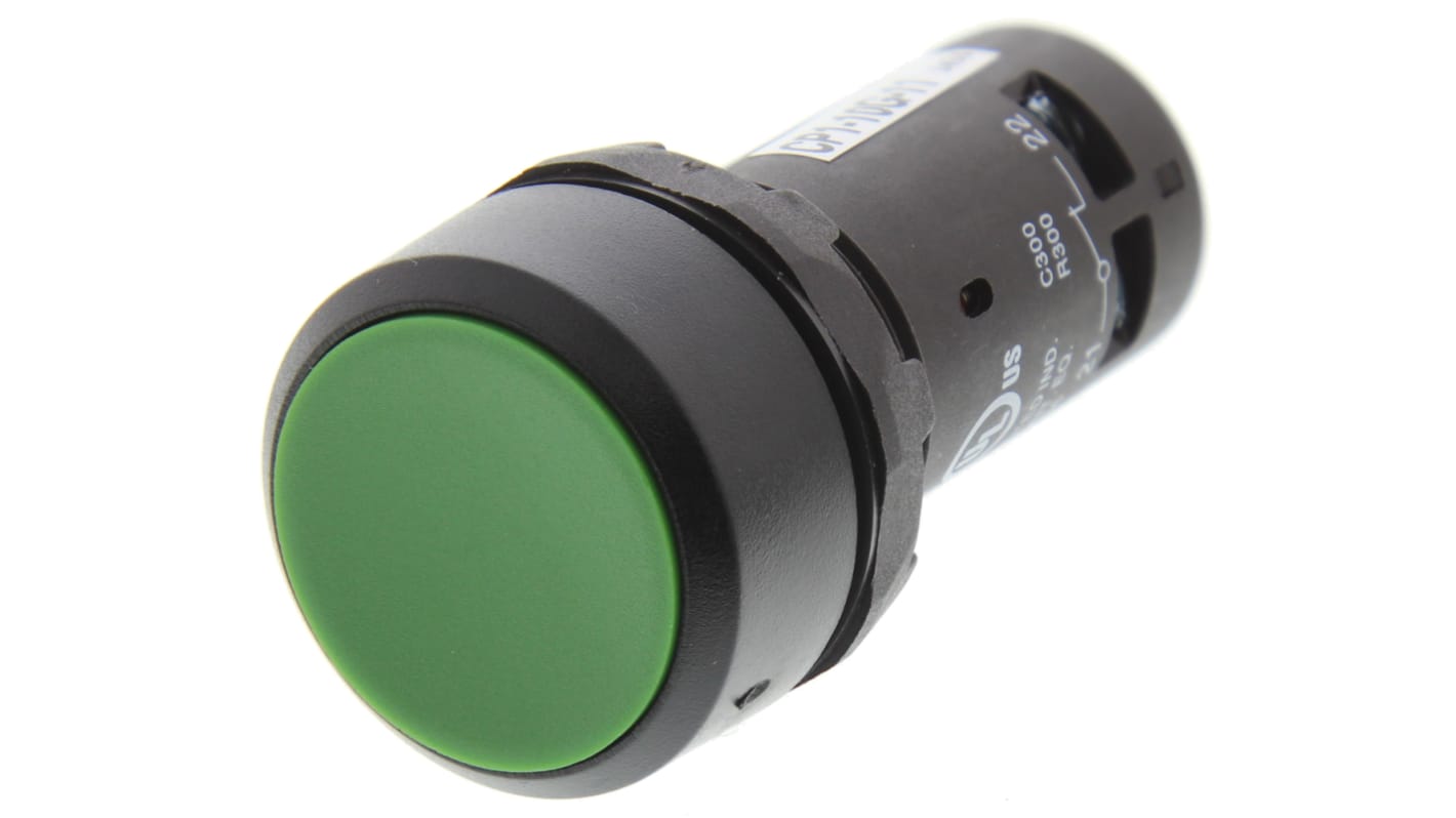 ABB Compact Series Push Button, Momentary, Panel Mount, 22mm Cutout, SPDT, 300V, IP69K