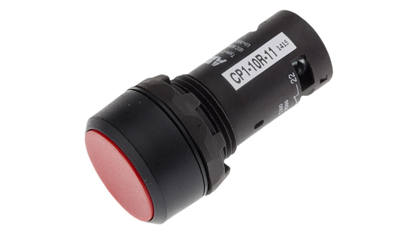 Pulsador ABB Compact, color de botón Rojo, SPDT, acción momentánea, 300V, Montaje en Panel, IP69K, , En blanco