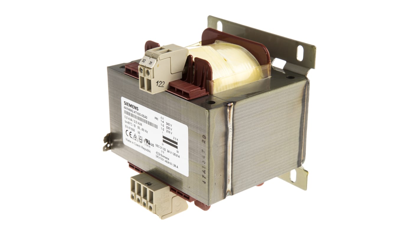 Siemens 0.5kVA DIN Rail Transformer, 230V Primary, 24V Secondary