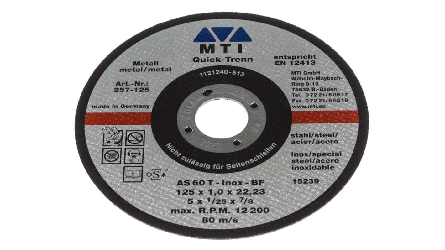 MTI Diamond Cutting Disc, 125mm x 1mm Thick, P80 Grit, 1 in pack