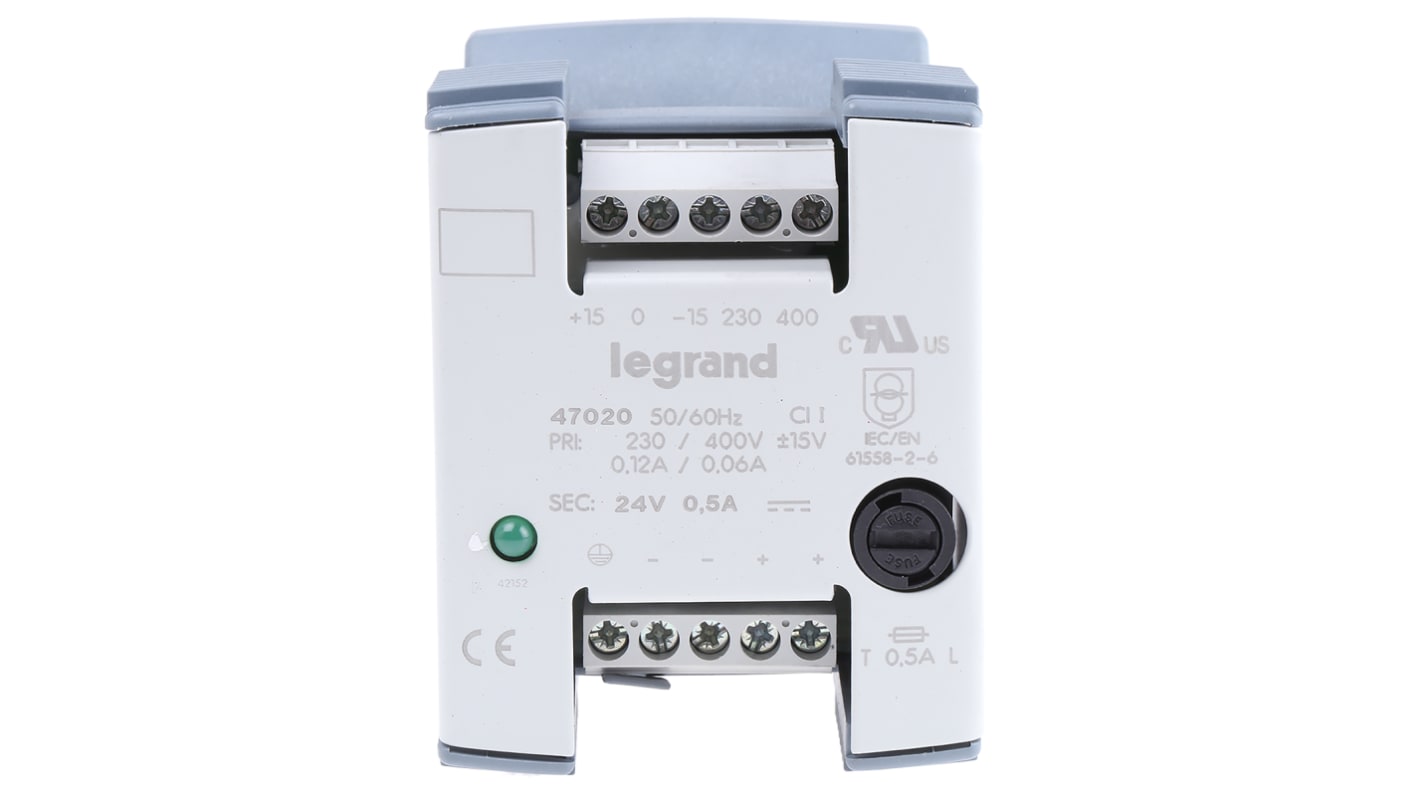 Legrand Linear DIN Rail Power Supply, 230V ac ac Input, 24V dc dc Output, 500mA Output, 12W