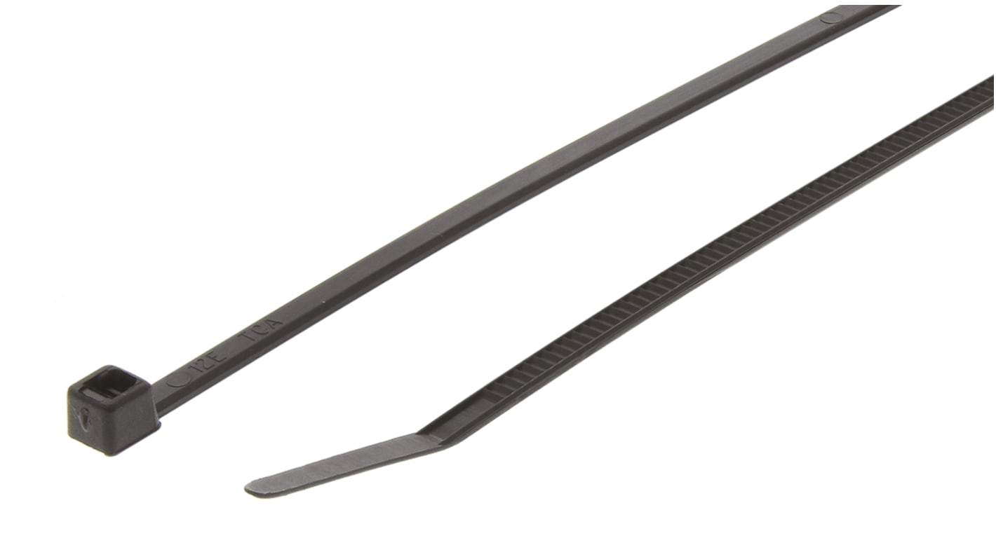 HellermannTyton Cable Tie, 260mm x 3.3 mm, Black Polyamide 6.6 (PA66), Pk-100