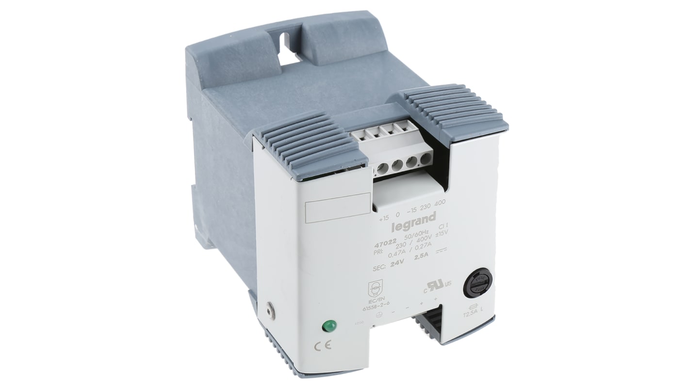 Legrand Linear DIN Rail Power Supply, 230V ac ac Input, 24V dc dc Output, 2.5A Output, 60W