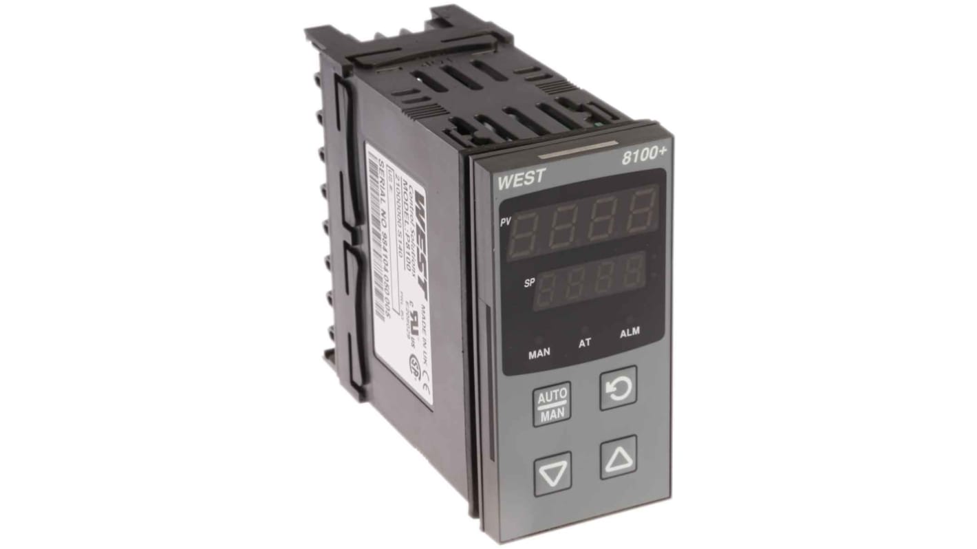 West Instruments P8100 PID Temperature Controller, 96 x 48 (1/8 DIN)mm, 1 Output Relay, 100 → 240 V ac Supply Voltage