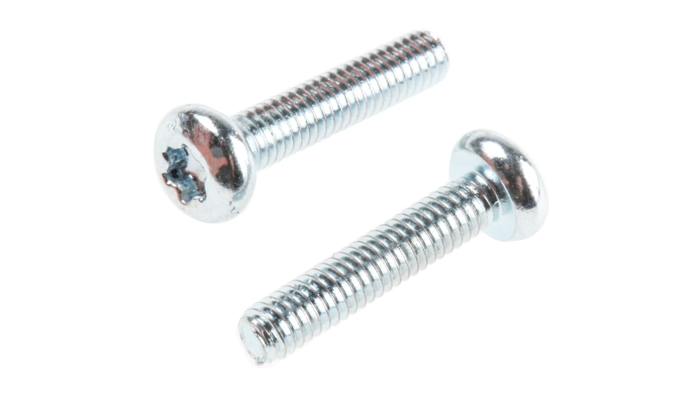 RS PRO Passivated, Zinc Plated Pan Steel Tamper Proof Security Screw