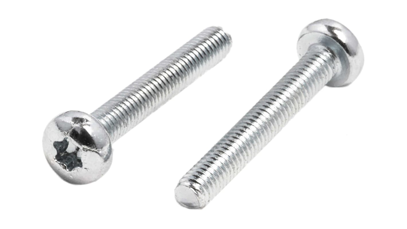 RS PRO Torx Pan Steel Machine Screws, M3x20.0mm