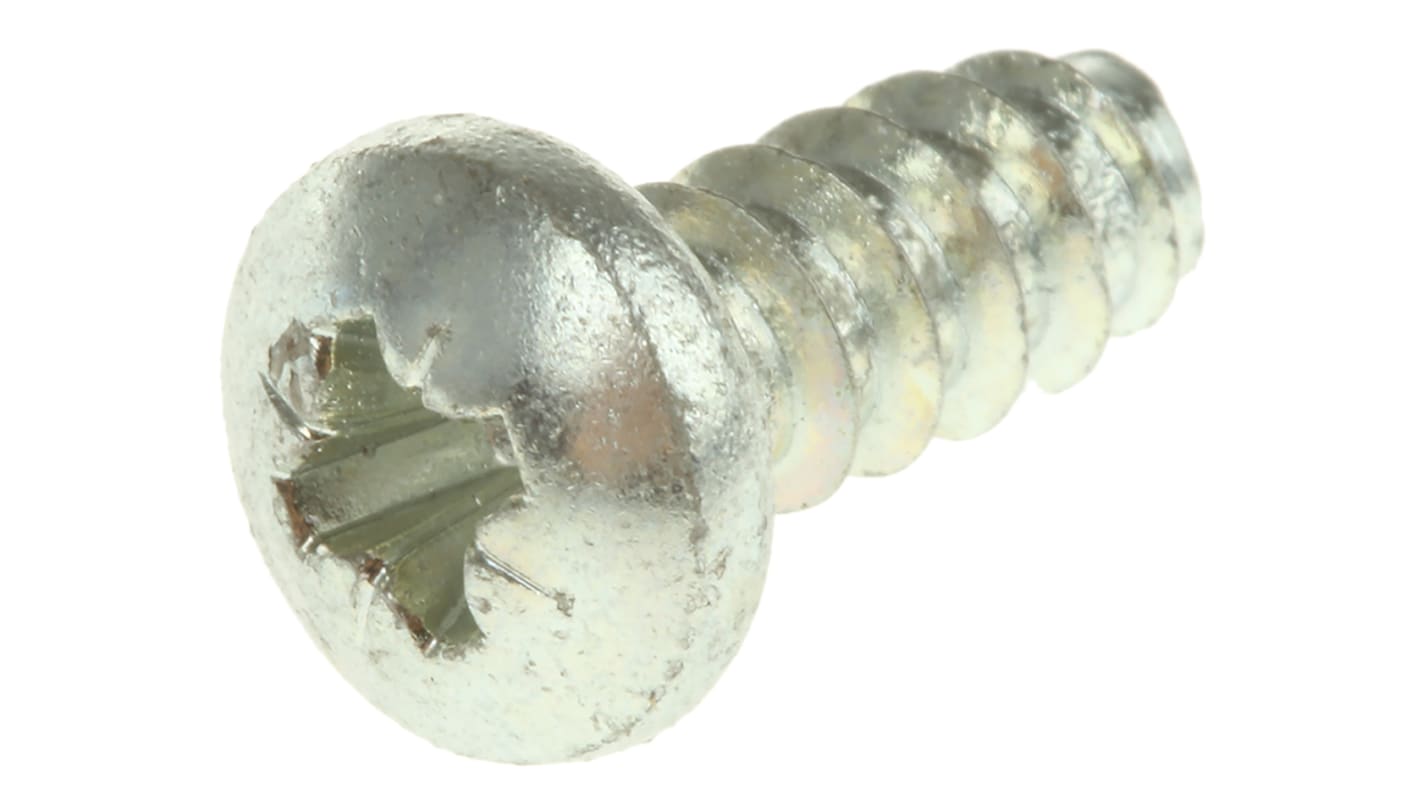 RS PRO Bright Zinc Plated, Clear Passivated Steel Pan Head Thread Forming Screw, N°10 x 13mm Long