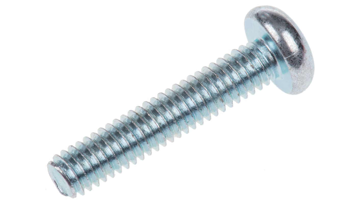 RS PRO Bright Zinc Plated Pan Steel Tamper Proof Security Screw, M4 x 20mm