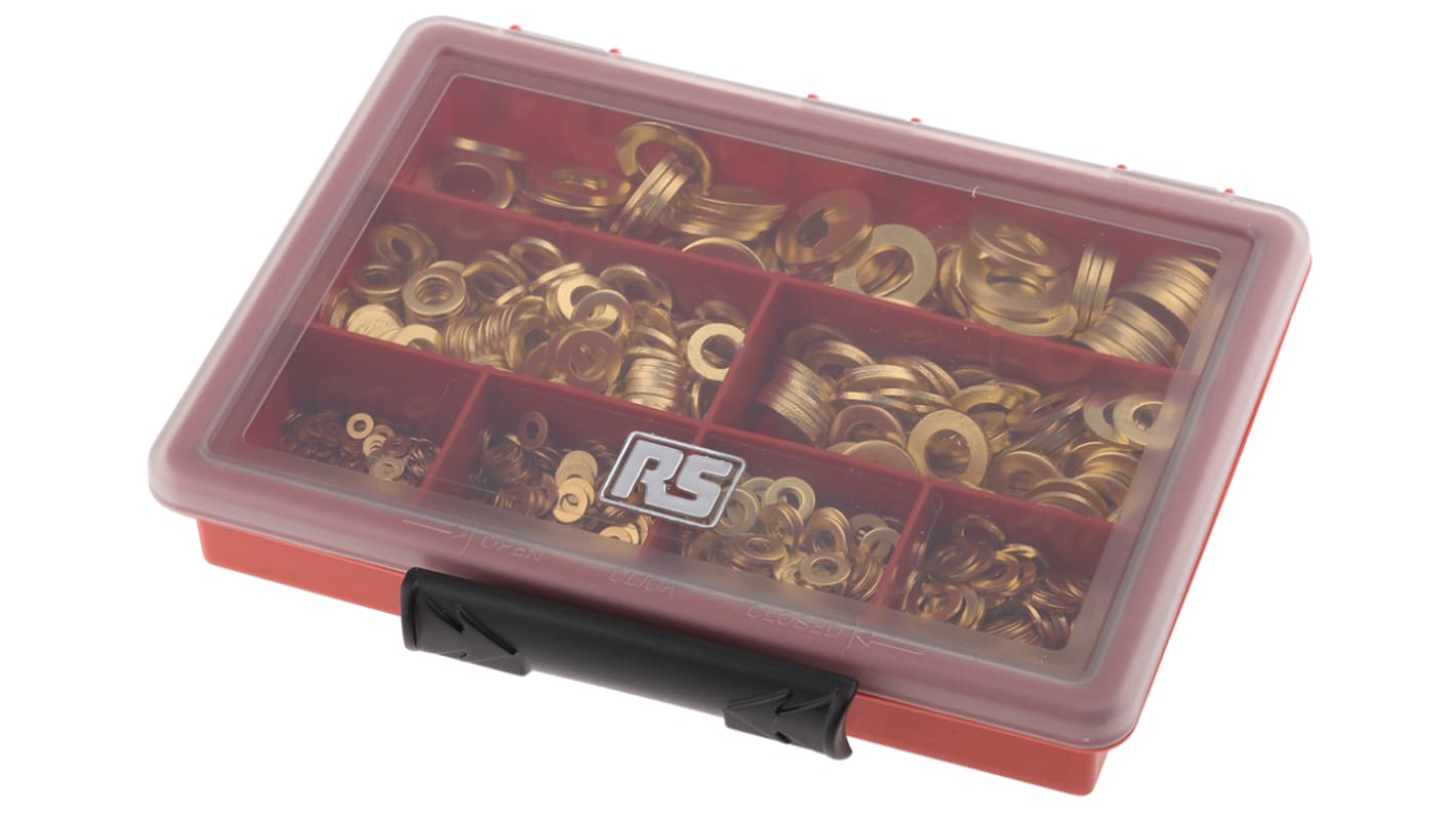 RS PRO 1090 piece Brass Plain Washers