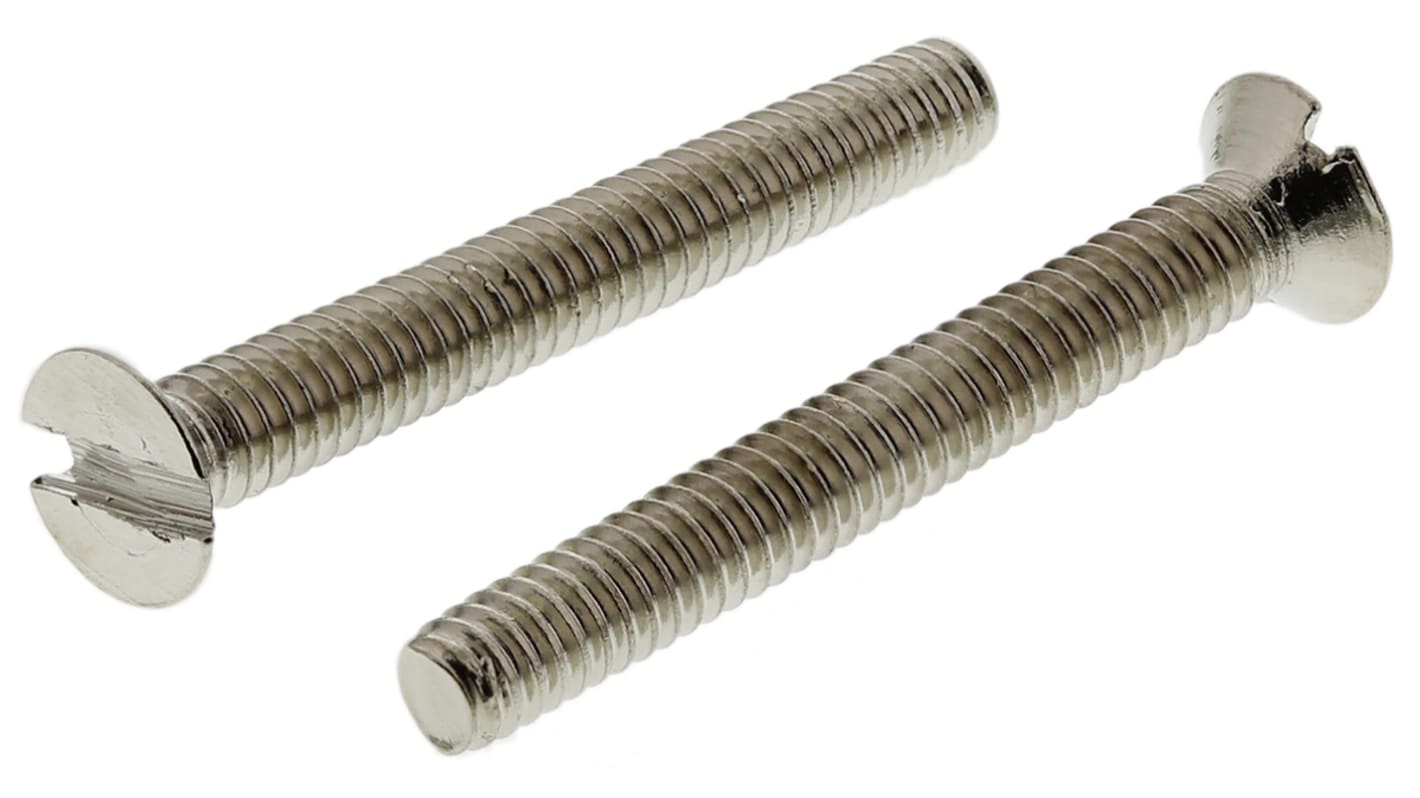 RS PRO Slot Countersunk Brass Machine Screws DIN 963, M2x16mm