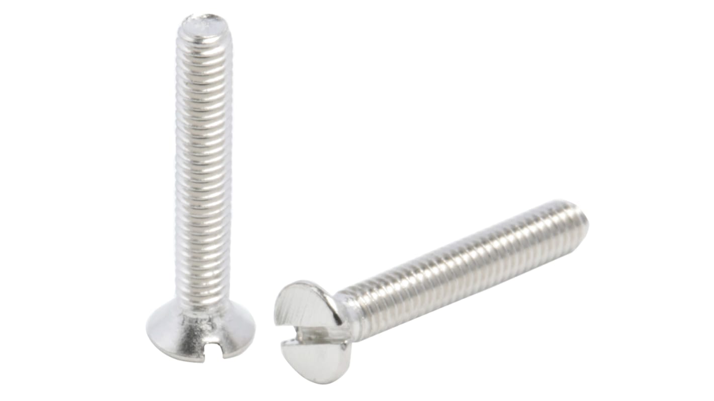 RS PRO Senkkopf Schlitz Schrauben Vernickelt, M2.5 x 16.0mm Messing
