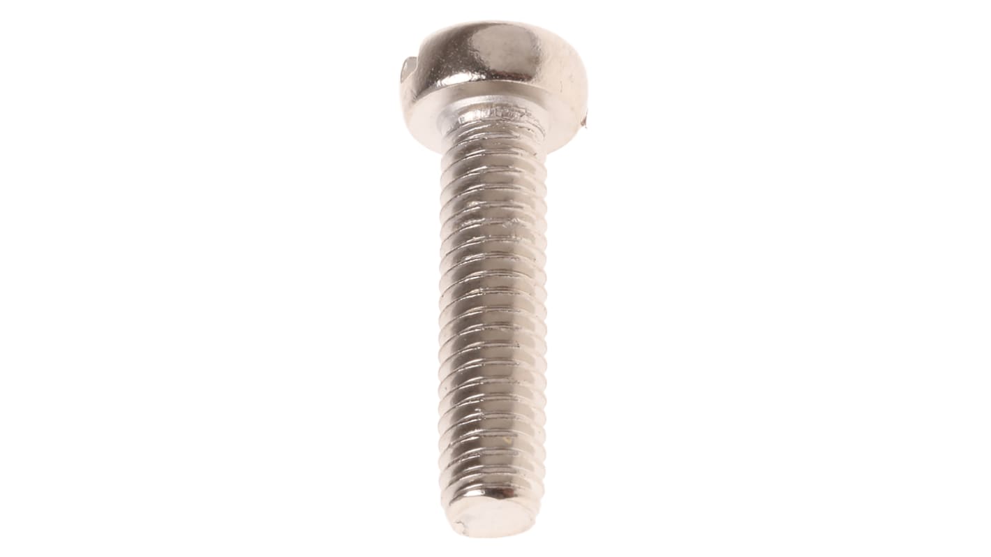 RS PRO Zylinderkopf Schlitz Schrauben Vernickelt, M4 x 16.0mm Messing