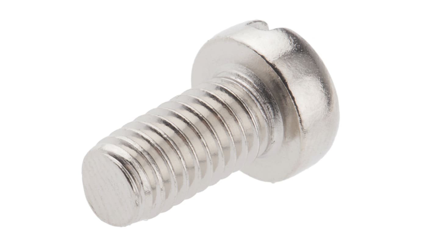RS PRO Zylinderkopf Schlitz Schrauben Vernickelt, M6 x 12.0mm Messing