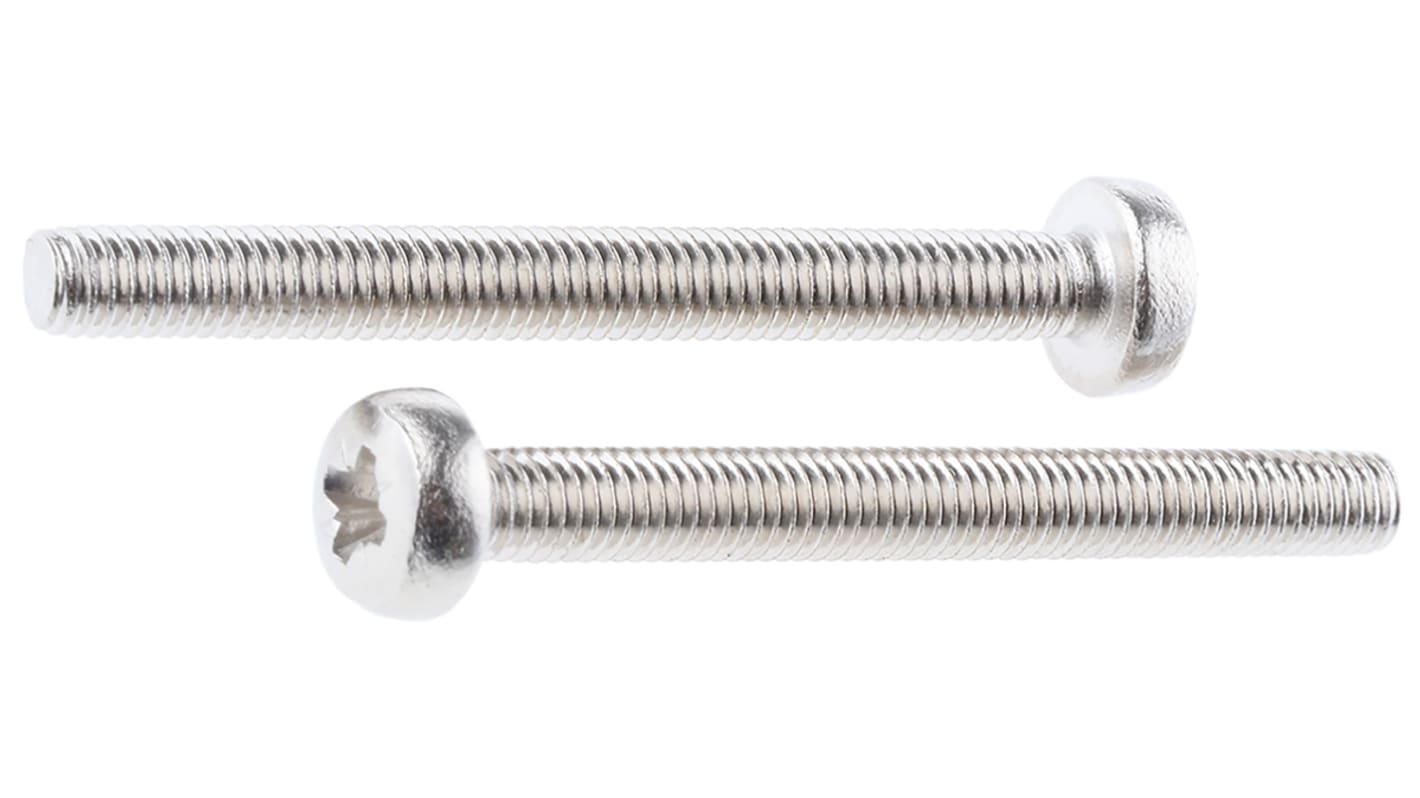 RS PRO Pozi Pan Brass Machine Screws DIN 7985, M3x30mm