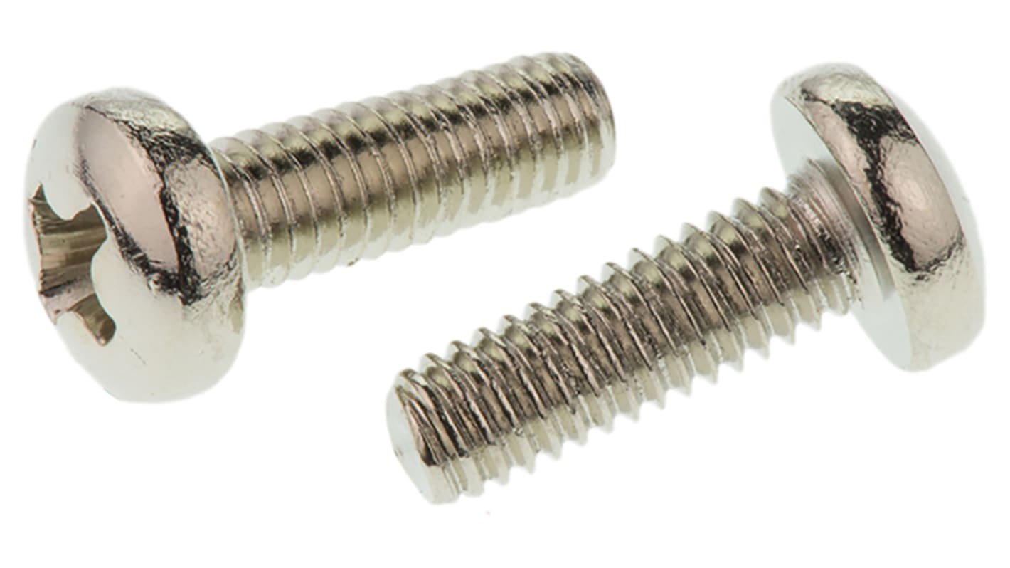 RS PRO Pozi Pan Brass Machine Screws DIN 7985, M4x12mm