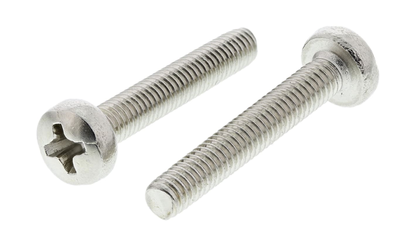 RS PRO Pozi M4 Pan Brass Machine Screws DIN 7985 x 25.0mm