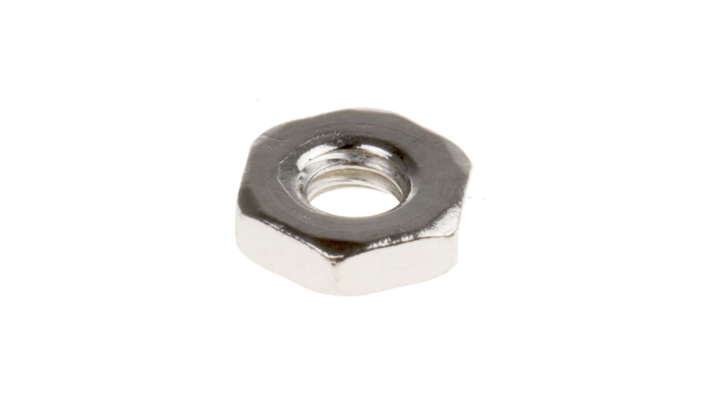 RS PRO, Nickel Plated Brass Hex Nut, DIN 439B, M2.5