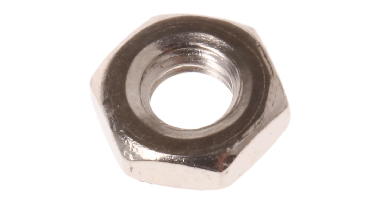 RS PRO, Nickel Plated Brass Hex Nut, DIN 439B, M3