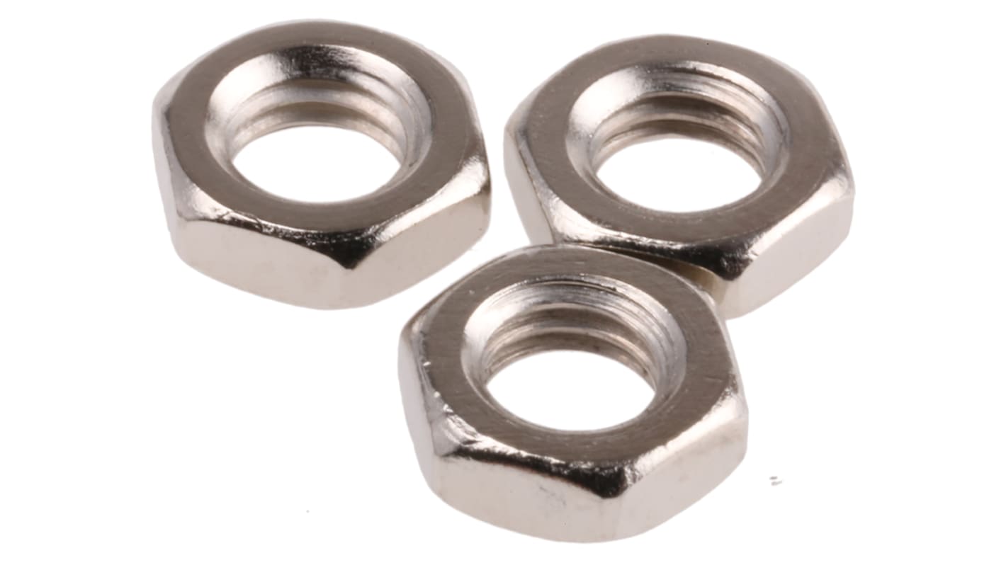 RS PRO, Nickel Plated Brass Hex Nut, DIN 439B, M5