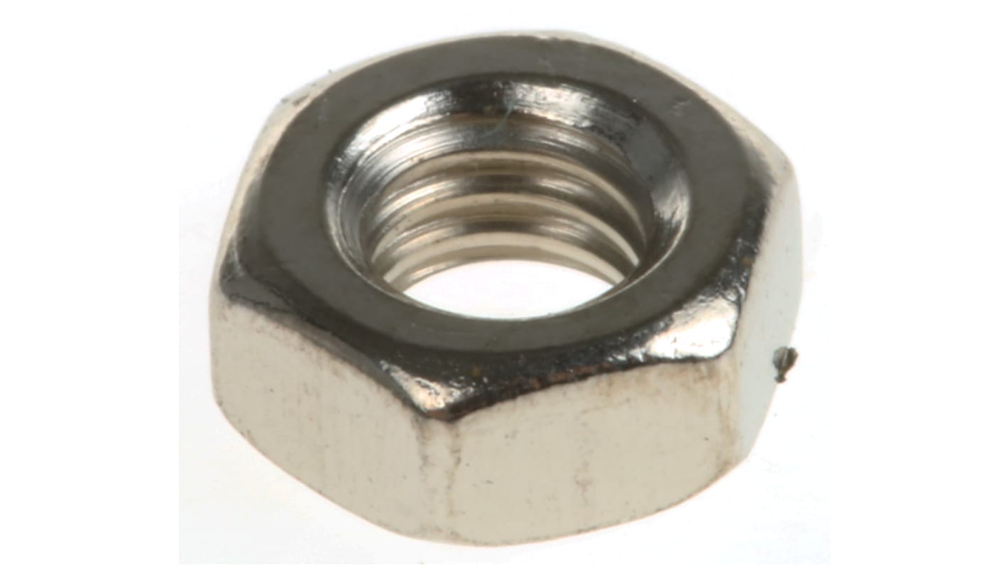 RS PRO, Nickel Plated Brass Hex Nut, DIN 934, M4