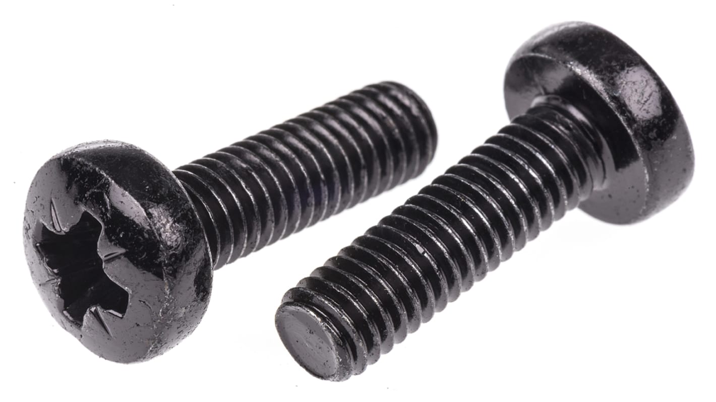 RS PRO Pozi Pan Steel Machine Screws DIN 7985, M6x20.0mm