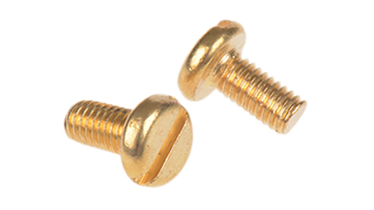 RS PRO Linsenkopf Schlitz Schrauben , M3 x 6.0mm Messing