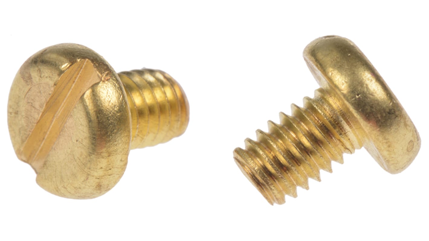 RS PRO Linsenkopf Schlitz Schrauben , M4 x 6.0mm Messing