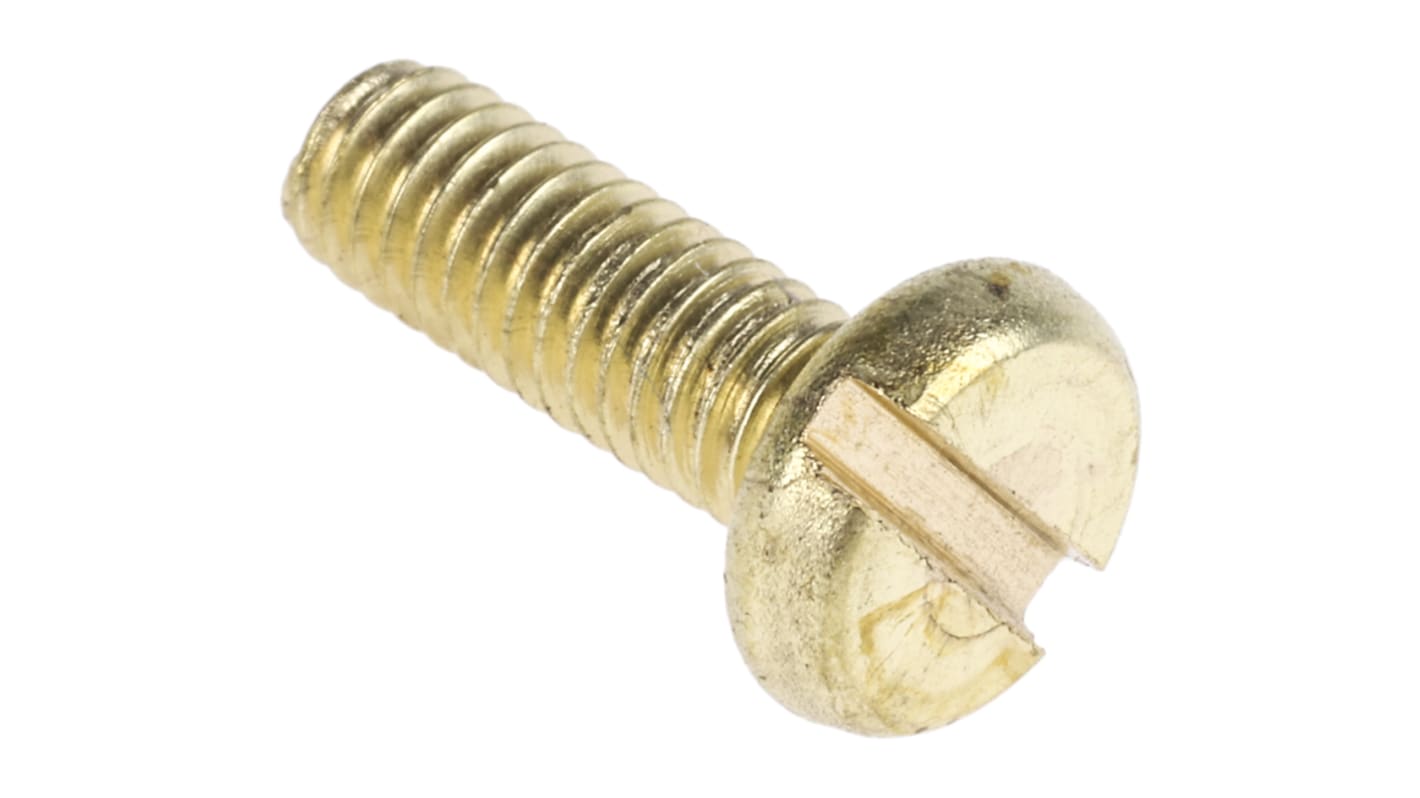 RS PRO Linsenkopf Schlitz Schrauben , M4 x 12.0mm Messing
