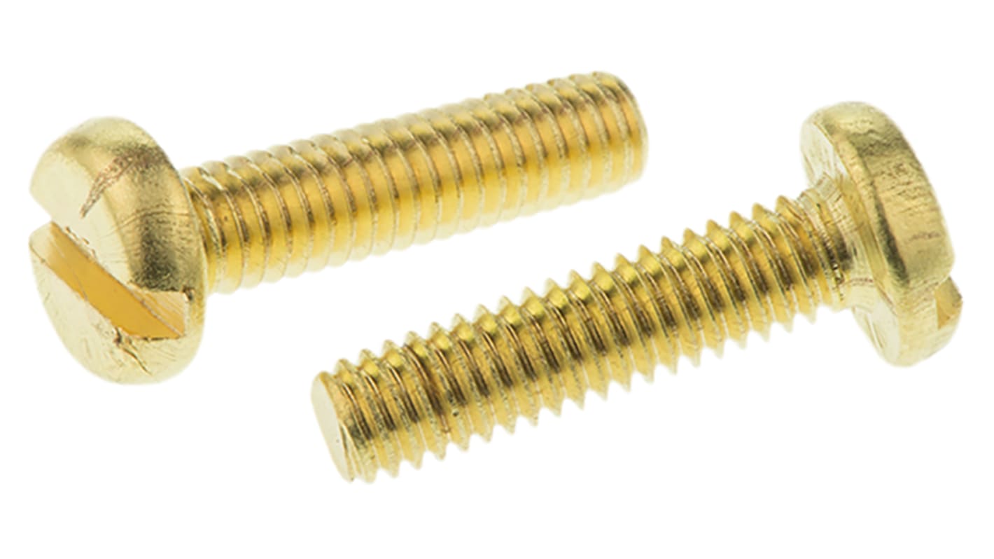 RS PRO Linsenkopf Schlitz Schrauben , M4 x 16.0mm Messing