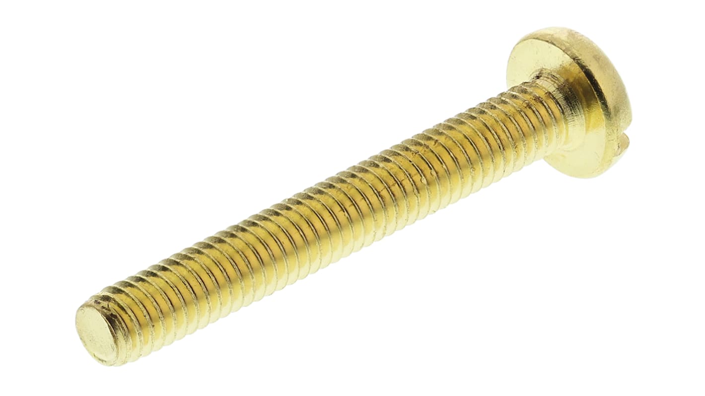 RS PRO Linsenkopf Schlitz Schrauben , M4 x 30.0mm Messing