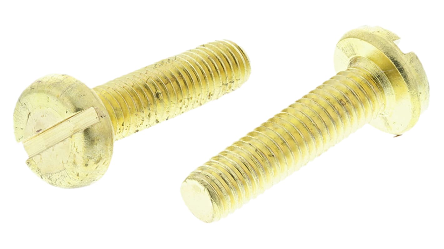 RS PRO Slot M5 Pan Brass Machine Screw DIN 85 x 20mm