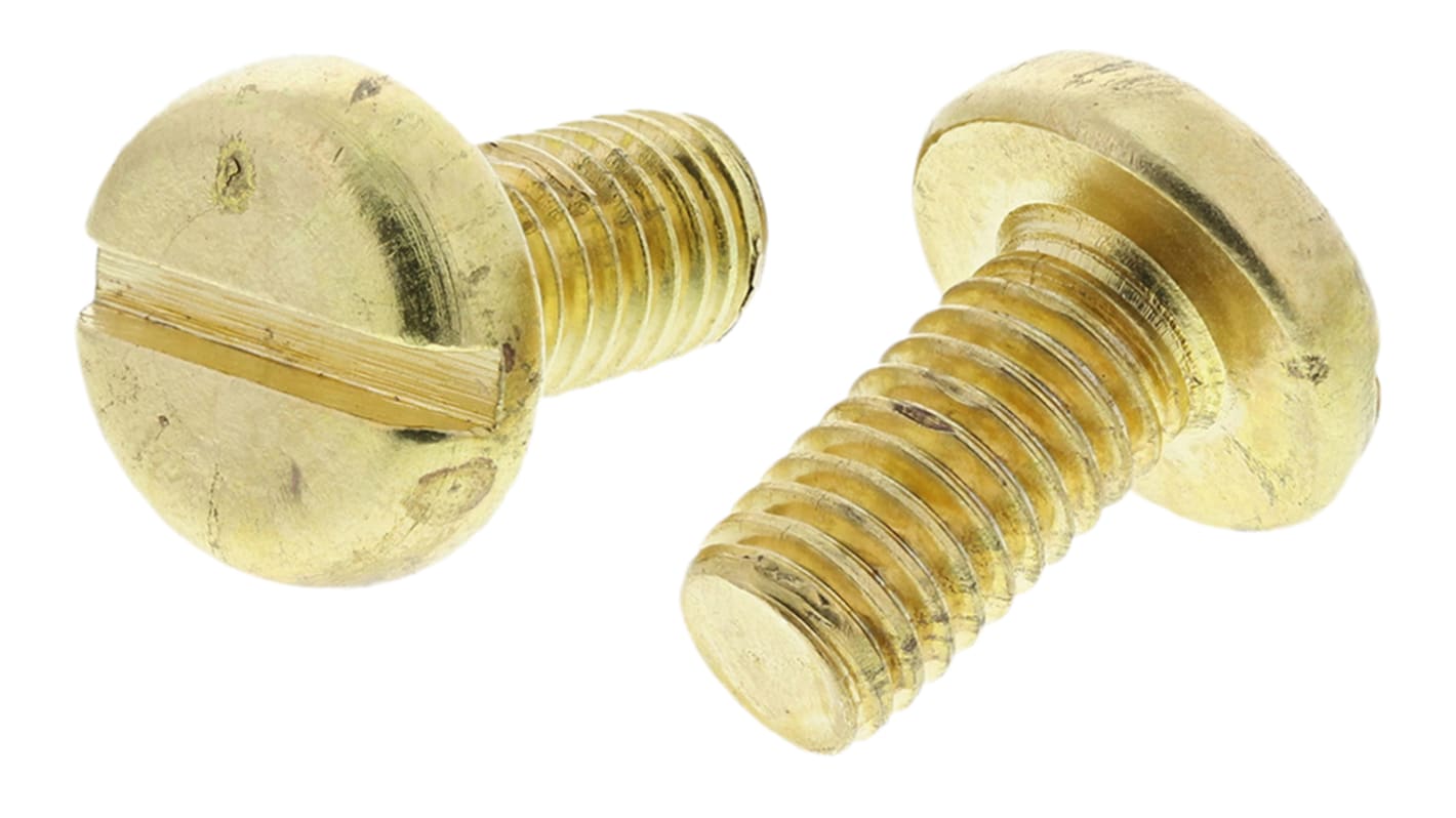 RS PRO Linsenkopf Schlitz Schrauben , M6 x 12.0mm Messing