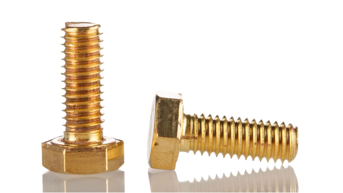 Śruba z łbem sześciokątnym gwint M6 16.0mm skok 1.0mm Mosiądz Sześciokątny RS PRO