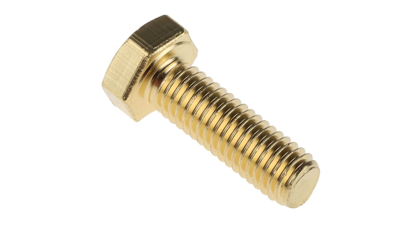 RS PRO Plain Brass Hex, Hex Bolt, M8 x 25mm