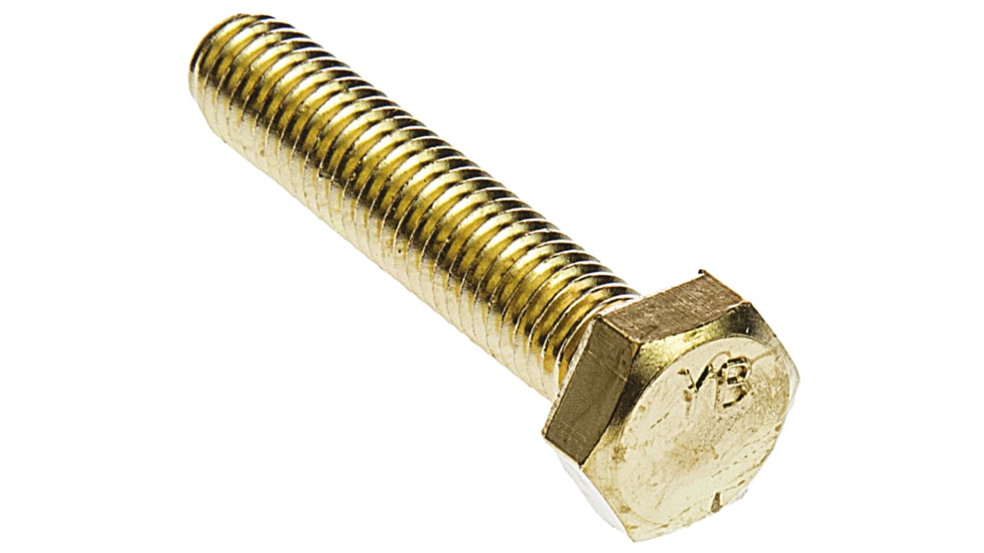 RS PRO Plain Brass Hex, Hex Bolt, M8 x 40mm