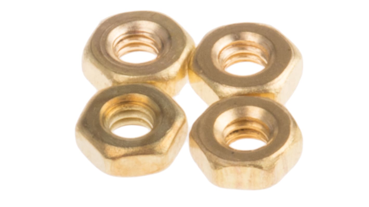 RS PRO, Plain Brass Hex Nut, M2