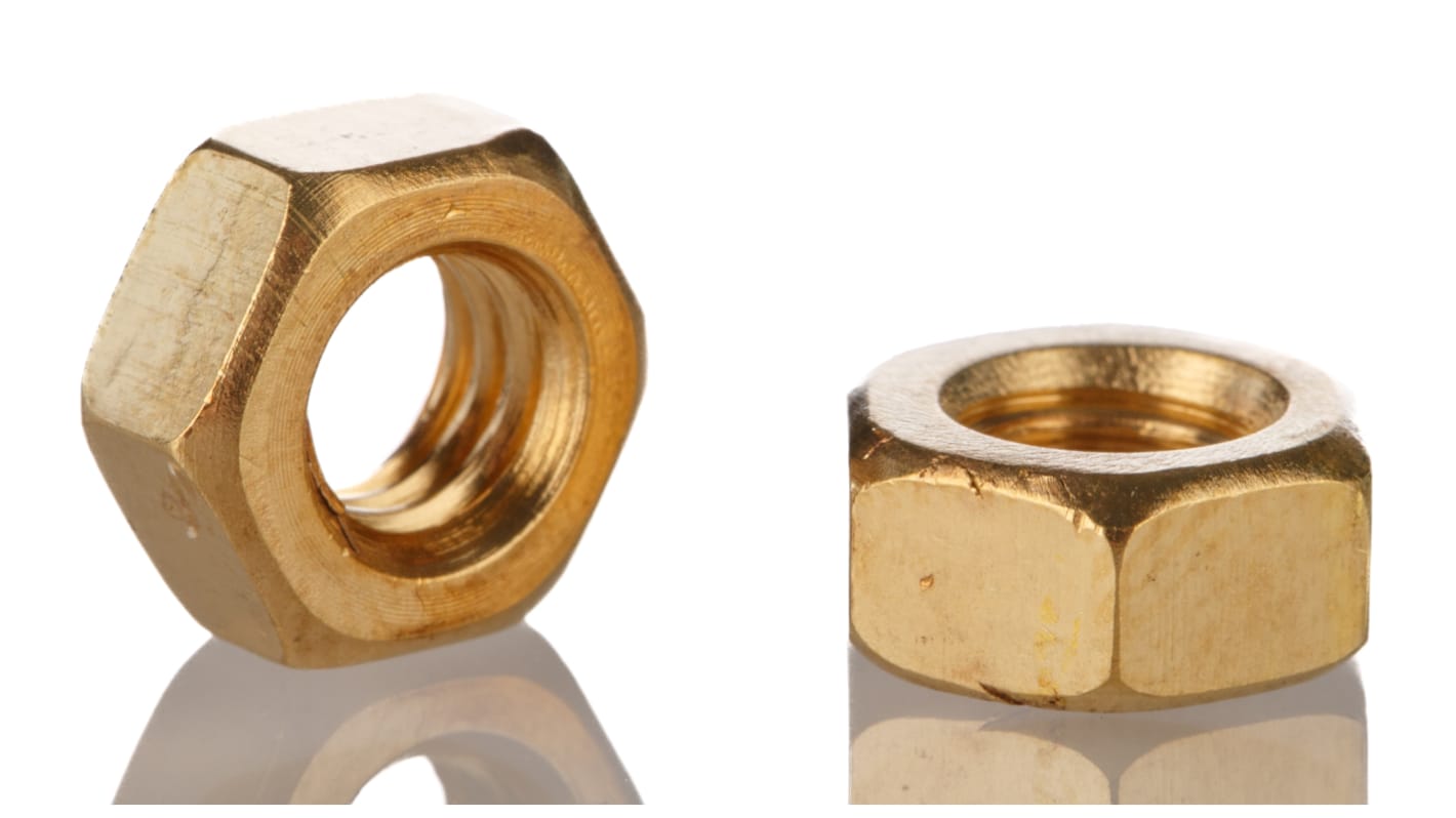 RS PRO, Plain Brass Hex Nut, DIN 934, M6