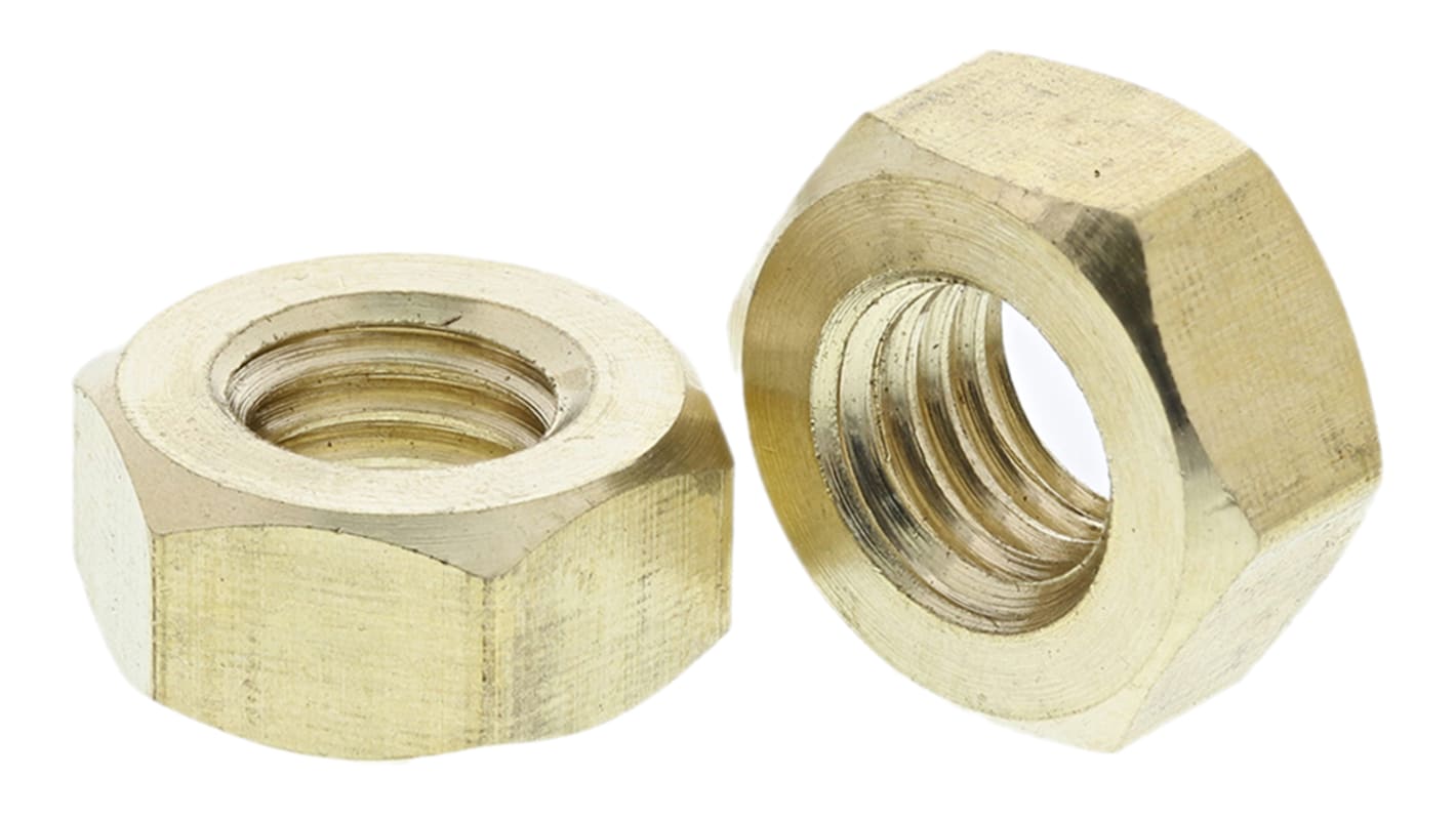RS PRO, Plain Brass Hex Nut, DIN 934, M10