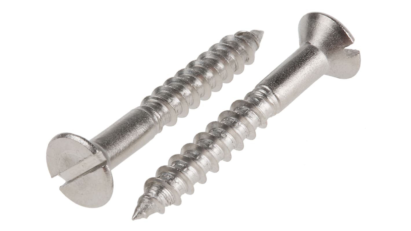 RS PRO Schlitz Holzschraube, No. 8 Edelstahl Senkkopf 30mm metrisch A2 304