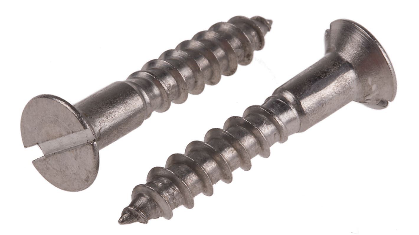RS PRO Schlitz Holzschraube, No. 10 Edelstahl Senkkopf 30mm metrisch A2 304