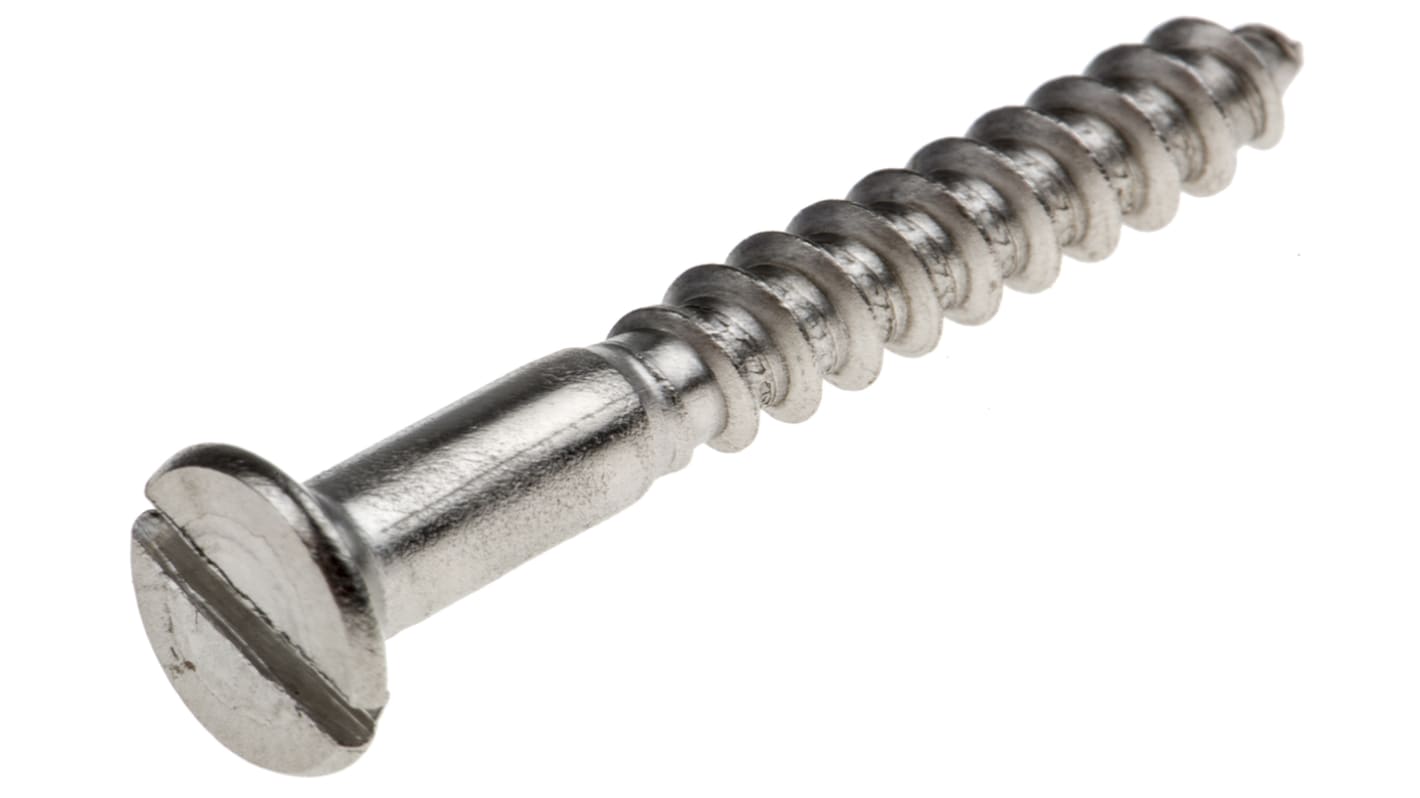 RS PRO Schlitz Holzschraube, No. 10 Edelstahl Senkkopf 40mm metrisch A2 304