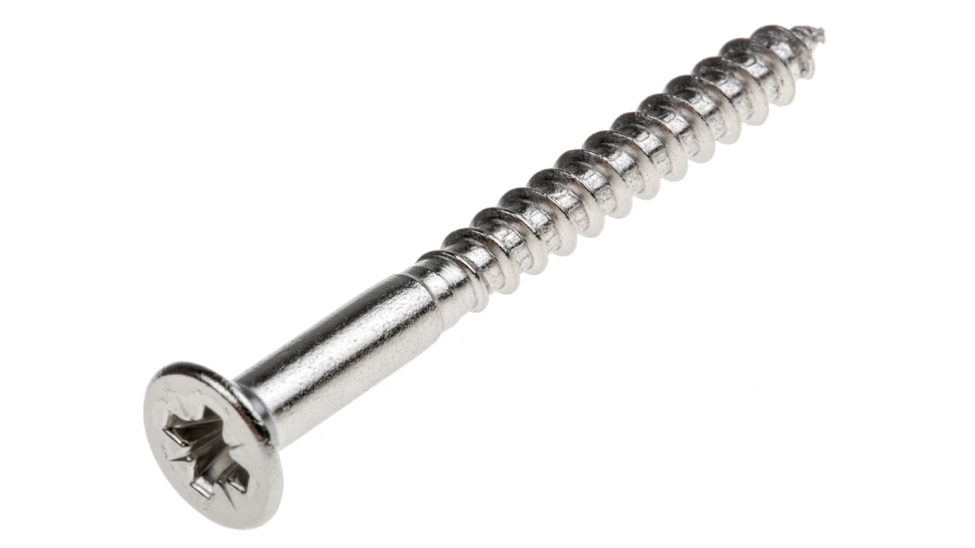 RS PRO Pozidriv Countersunk Stainless Steel Wood Screw, A2 304, 4mm Thread, 40mm Length