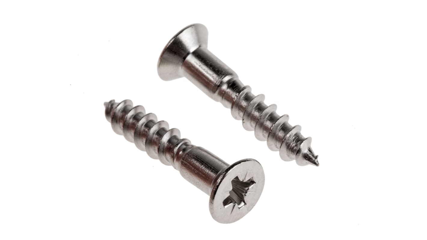 RS PRO Pozidriv Holzschraube, 5mm Edelstahl Senkkopf 25mm metrisch A2 304