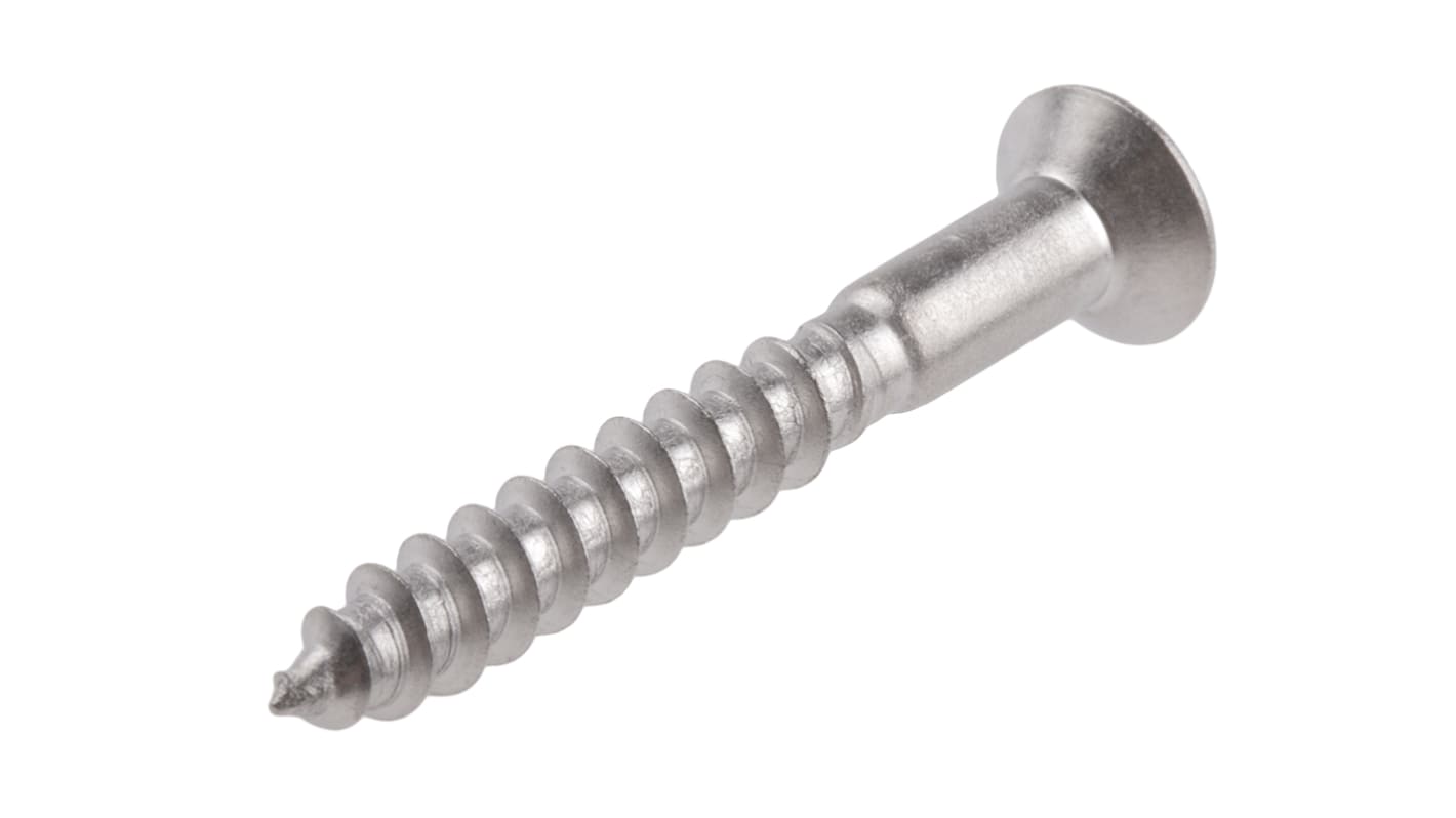 RS PRO Pozidriv Countersunk Stainless Steel Wood Screw, A2 304, 5mm Thread, 40mm Length