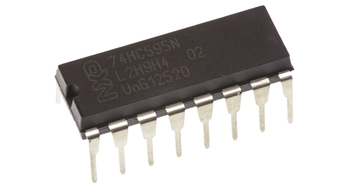 Registro de desplazamiento 74HC595N,112, HC, 8 bits Serie a serie/Paralelo, Unidireccional 16 pines PDIP 1