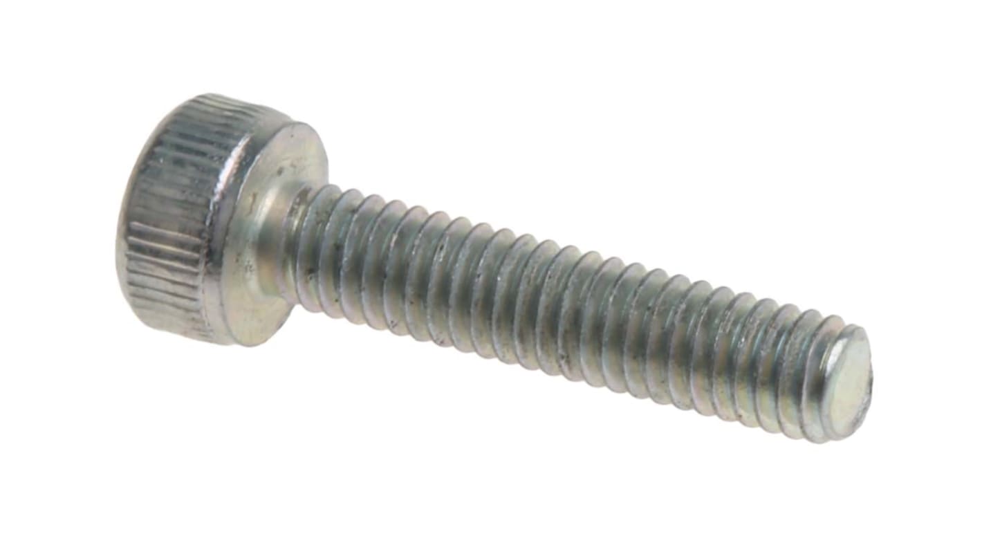 RS PRO Bright Zinc Plated Steel Hex Socket Cap Screw, DIN 912, M2.5 x 12mm