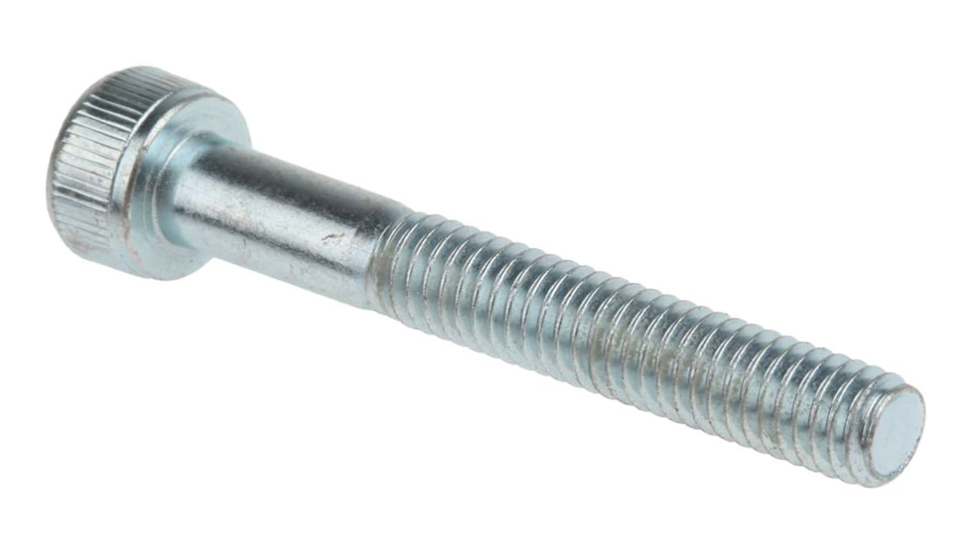 RS PRO M4内六角螺丝, 公制, 30mm长, 钢制, 亮镀锌表面, DIN 912标准